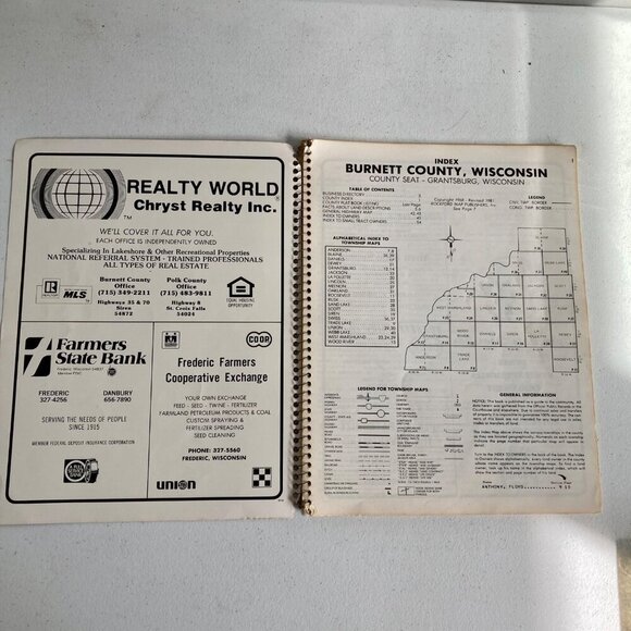 Vintage 1981 Burnett County Wisconsin Land Atlas & Plat Book WI - Picture 3 of 6